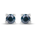 0.21 Carat Genuine Blue Diamond .925 Sterling Silver Earrings-1