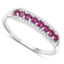 0.47 Carat Genuine Ruby and White Diamond 14K White Gold Ring-2