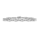 14K White Gold 1.0 Cttw Invisible Set Princess Diamond Alternating Link Tennis Bracelet (I-J Color, I1-I2 Clarity) - 7.25"-1