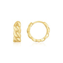 14K Yellow Gold Thick Curb Chain Huggie Hoop Earrings-2