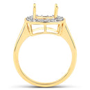 0.48 Carat Genuine White Diamond 14K Yellow Gold Semi Mount Ring - holds 8x8mm Cushion Gemstone-3