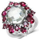 8.61 Carat Genuine Green Amethyst & Rhodolite .925 Sterling Silver Ring-1