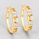 2.88 Carat Genuine Citrine and White Topaz .925 Sterling Silver Earrings-2