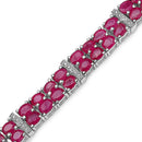 16.77 Carat Genuine Glass Filled Ruby & White Topaz .925 Sterling Silver Bracelet-2
