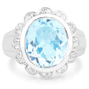 5.39 Carat Genuine Blue Topaz and White Topaz .925 Sterling Silver Ring-3