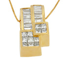 14K Yellow Gold 1 1/2 cttw Princess and Baguette Cut Diamond Geometric Pendant Necklace (H-I Color, VS1-VS2 Clarity)-1