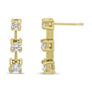 14K Yellow Gold 1/2 Cttw Round Diamond 3 Stone Graduated Linear Drop Past, Present and Future Stud Earrings (H-I Color, SI1-SI2 Clarity)-3