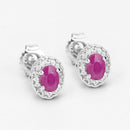 2.46 Carat Genuine Ruby and White Topaz .925 Sterling Silver 3 Piece Jewelry Set (Ring, Earrings, and Pendant w/ Chain)-4