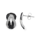 1.05 Carat Genuine Black Diamond & White Diamond .925 Sterling Silver Earrings-2