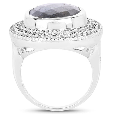 7.00 Carat Genuine Labradorite .925 Sterling Silver Ring - 0