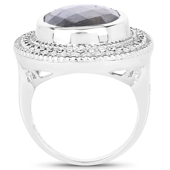 7.00 Carat Genuine Labradorite .925 Sterling Silver Ring