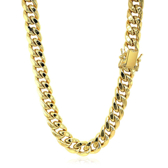 9.15mm 10k Yellow Gold Semi Solid Miami Cuban Chain