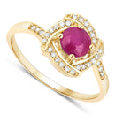 0.63 Carat Genuine Ruby and White Diamond 14K Yellow Gold Ring-2