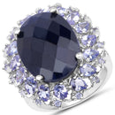 17.81 Carat Dyed Sapphire and Tanzanite .925 Sterling Silver Ring-1