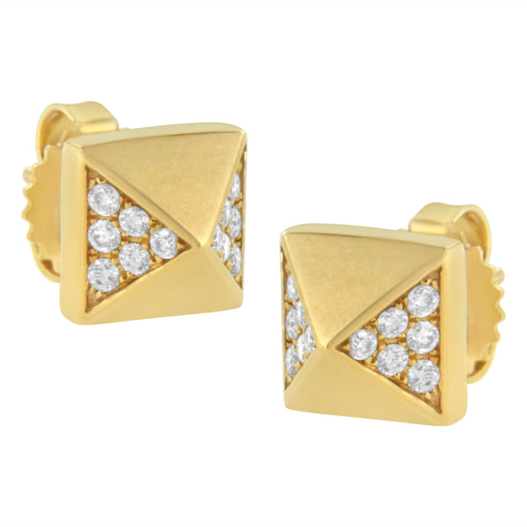 14K Yellow Gold 1/4 Cttw Diamond Pyramid Stud Earring (G-H Color, SI1-SI2 Clarity)