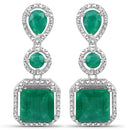 7.85 Carat Dyed Emerald .925 Sterling Silver Earrings-1