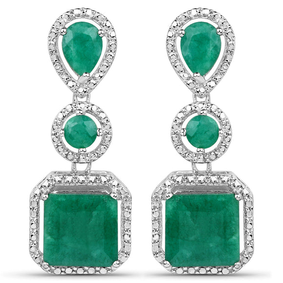 7.85 Carat Dyed Emerald .925 Sterling Silver Earrings