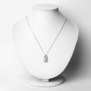 0.78 Carat Genuine Aquamarine and White Topaz .925 Sterling Silver Pendant-2