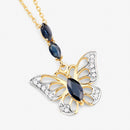 0.92 Carat Genuine Blue Sapphire and White Zircon .925 Sterling Silver Pendant-4