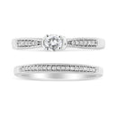 .925 Sterling Silver 1/3 Cttw Diamond Classic Engagement Ring Bridal Set with Milgrain (I-J Color, I3 Clarity) - Ring Size 7-2