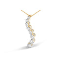 AGS Certified 14K Yellow Gold 3.0 Cttw Baguette and Brilliant Round-Cut Diamond Journey 18" Pendant Necklace (G-H Color, SI2-I1 Clarity)-2