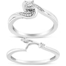.925 Sterling Silver 1/10 Cttw Diamond Swirl and Bypass Bridal Set Ring and Band (I-J Color, I3 Clarity) - Size 7-1