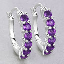 1.20 Carat Genuine Amethyst .925 Sterling Silver Earrings-4