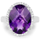 7.94 Carat Genuine Amethyst and White Diamond .925 Sterling Silver Ring-3