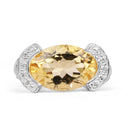 4.55 Carat Genuine Citrine and White Diamond .925 Sterling Silver Ring-3