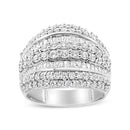 .925 Sterling Silver 2.00 Cttw Round and Baguette-Cut Diamond Cluster Ring (H-I Color, I1-I2 Clarity) - Size 7-2
