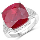 14.47 Carat Dyed Ruby and White Topaz .925 Sterling Silver Ring-1