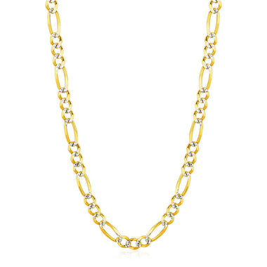 6.0mm 14K Yellow Gold Solid Pave Figaro Chain