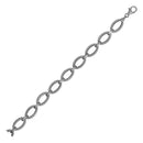 Textured Oval Link Bracelet in 14k White Gold-3