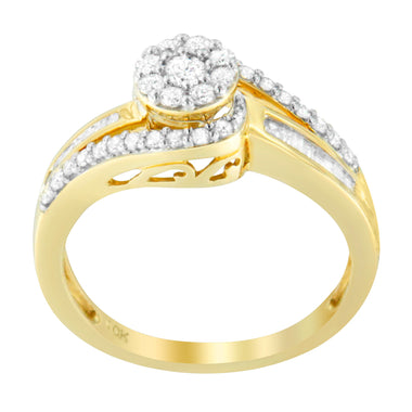 10K Yellow Gold Diamond Cluster Ring (1/2 Cttw, I-J Color, I2-I3 Clarity) - Size 6 - 0