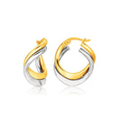 14k Two Tone Gold Earrings in Fancy Double Twist Style-1