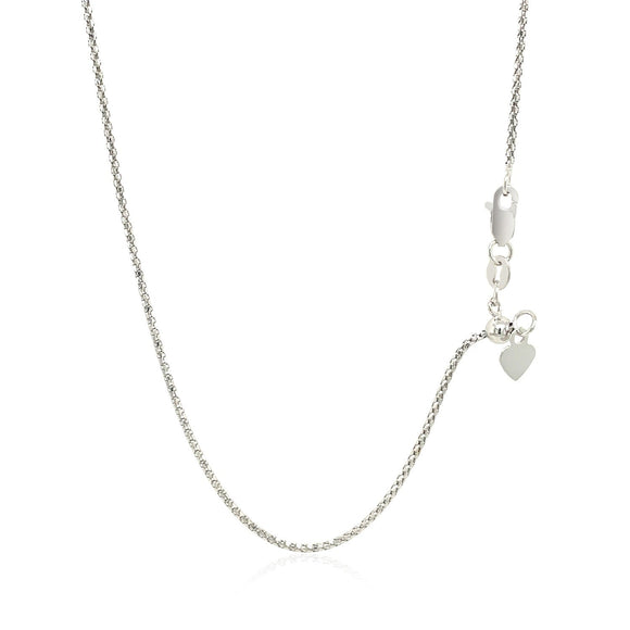 14k White Gold Adjustable Popcorn Chain 1.3mm