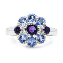 1.25 Carat Genuine Tanzanite, Amethyst & White Topaz .925 Sterling Silver Ring-2