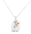 10k Rose Gold and Sterling Silver 1/10ct TDW Round Cut Diamond Interlocked Heart and Ribbon Pendant Necklace (H-I, I1-I2)-1