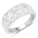 0.70 Carat Genuine White Sapphire .925 Sterling Silver Ring-1