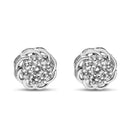 .925 Sterling Silver 1/2 Cttw Round Diamond Cluster Openwork Floral Halo Stud Earrings (I1-I2 Clarity, I-J Color)-1