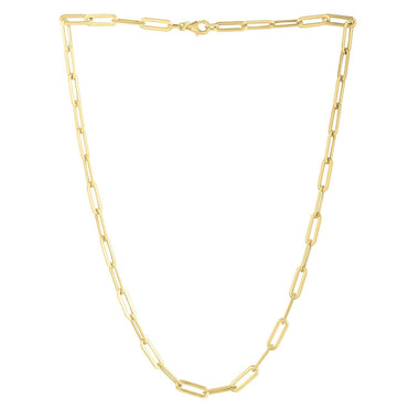 14k Yellow Gold Long Domed Paperclip Chain Necklace (4.80 mm) - 0