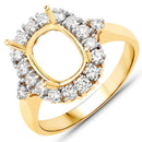 0.54 Carat Genuine White Diamond 14K Yellow Gold Semi Mount Ring - holds 9x7mm Cushion Gemstone-1