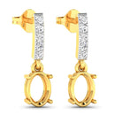 0.14 Carat Genuine White Diamond 14K Yellow Gold Semi Mount Earrings - holds 7x5mm Oval Gemstones-4