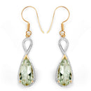 14K Yellow Gold Plated 10.10 Carat Genuine Green Amethyst .925 Sterling Silver Earrings-1