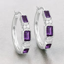 2.18 Carat Genuine Amethyst and White Topaz .925 Sterling Silver Earrings-2