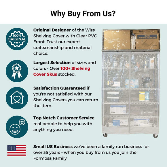 Storage Shelving Top Cover, 48"W x 18"D x 18"H, one side see through panel (Top Part ONLY)