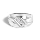 Men's .925 Sterling Silver 1/2 Cttw Diamond Channel Set 3-Stone Band Ring - Ring Size 10-1