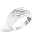Men's .925 Sterling Silver 1/2 Cttw Diamond Channel Set 3-Stone Band Ring - Ring Size 10-3