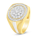 10K Yellow Gold 1 1/2 Cttw Diamond Cluster and Halo Signet Mens Ring (K-L Color, I1-I2 Clarity) - Size 10-2