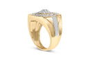 10K Yellow Gold 1 1/2 Cttw Diamond Cluster and Halo Signet Mens Ring (K-L Color, I1-I2 Clarity) - Size 10-3